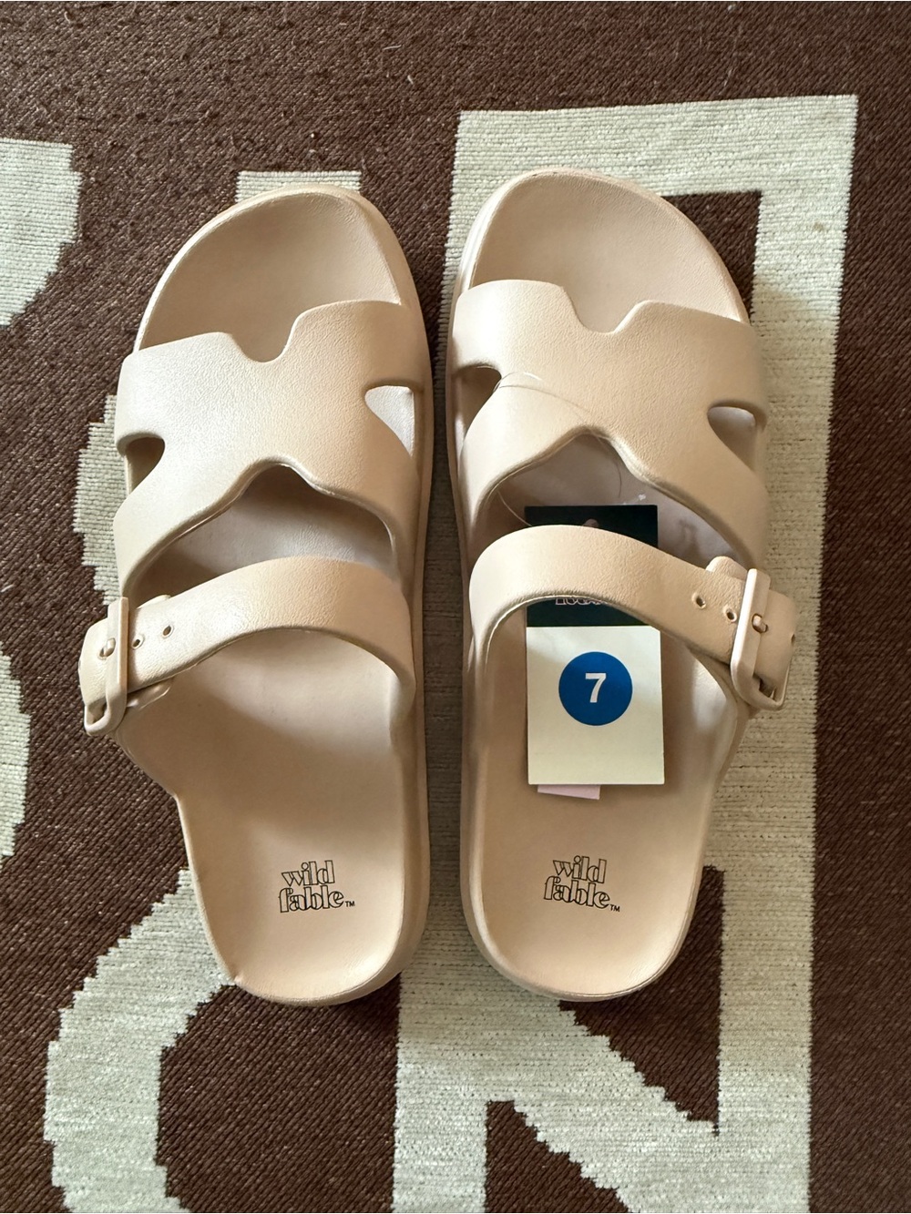 wild fable Neutral Beige Slide Sandals with Buckle